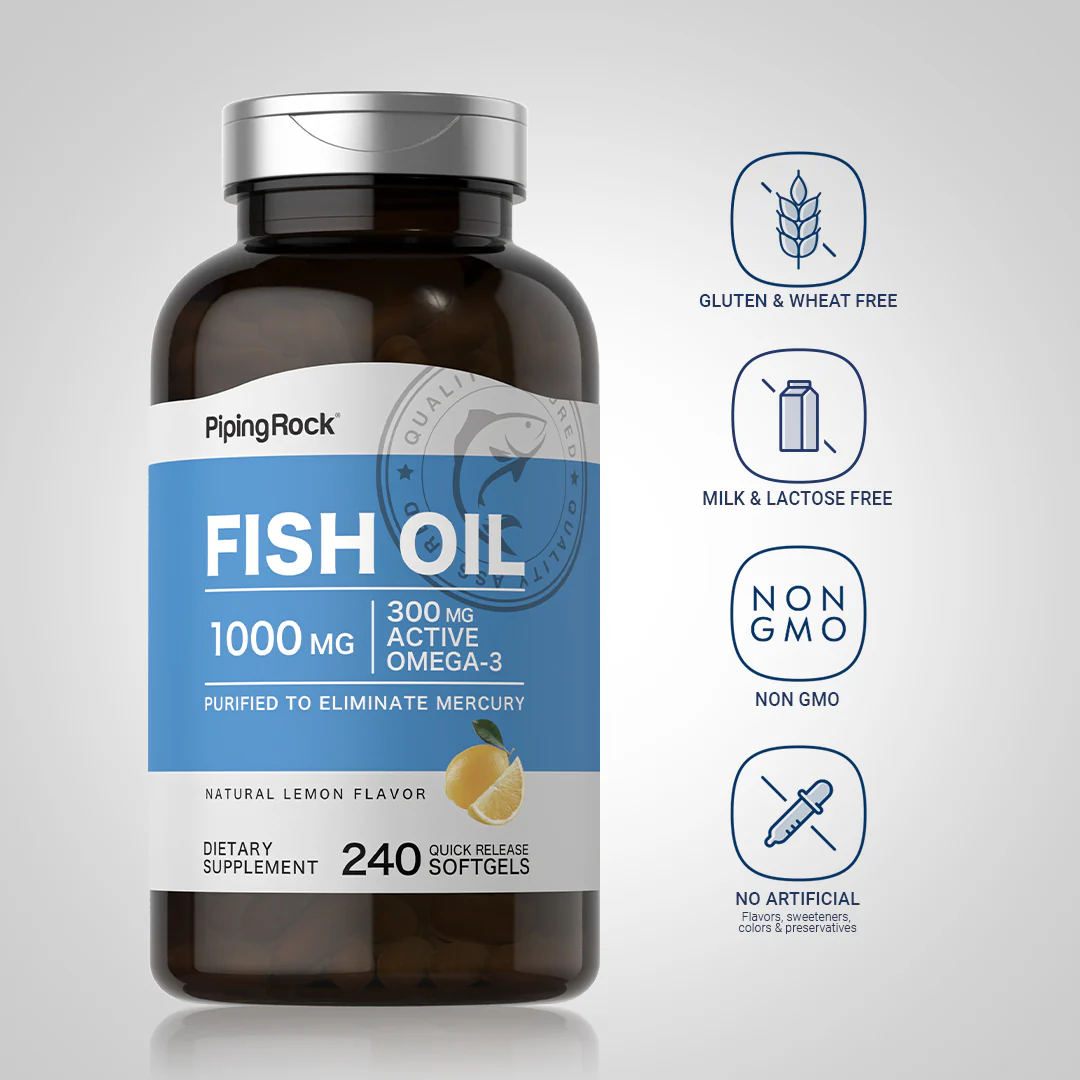 Omega-3 Fish Oil Lemon Flavor, 1000 mg, 240 Quick Release Softgels - Image 5