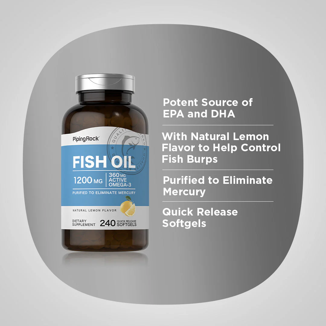 Omega-3 Fish Oil (Natural Lemon), 1200 mg, 240 Quick Release Softgels, 2  Bottles - Image 4