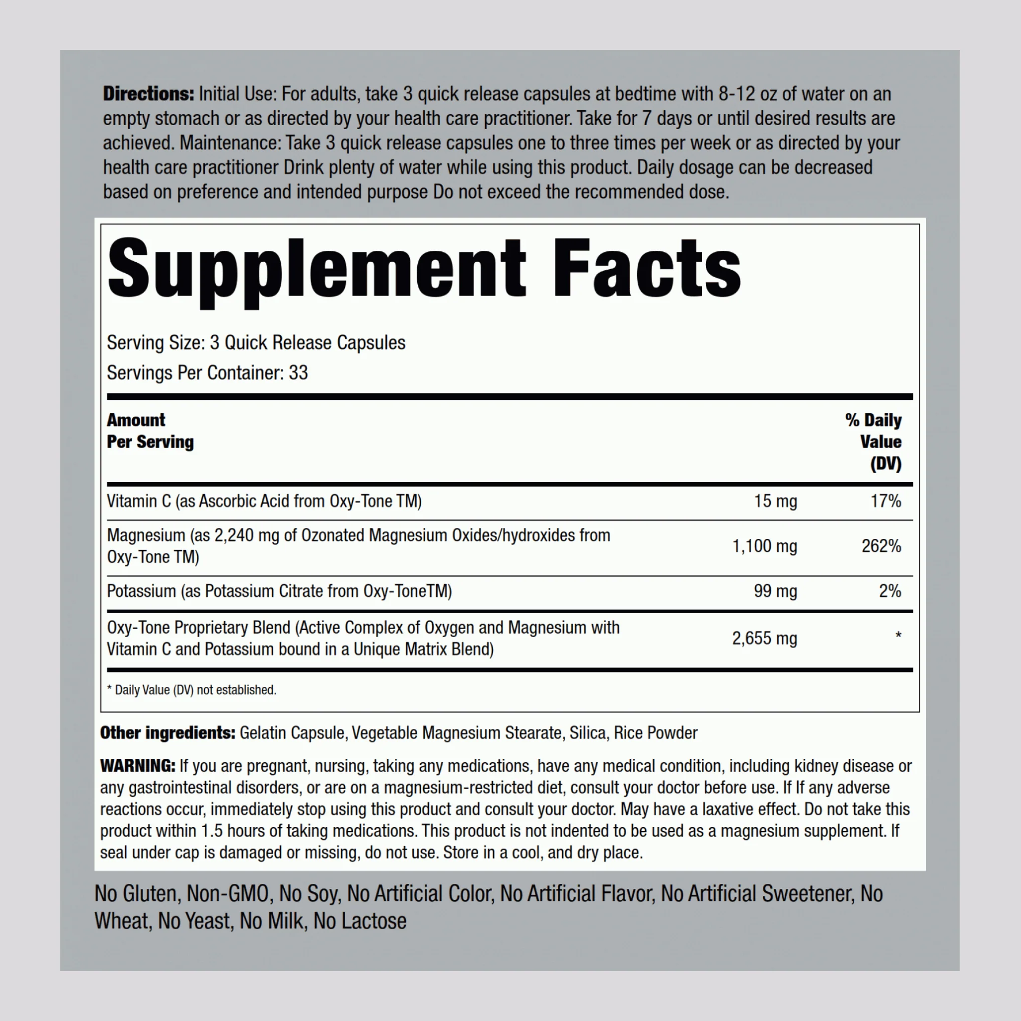 Oxy-Tone Oxygen Intestinal Cleanser, 100 Quick Release Capsules - Image 2
