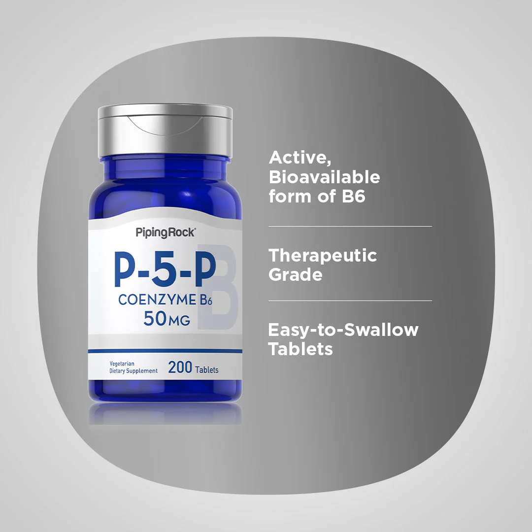 P-5-P (Pyridoxal 5-Phosphate) Coenzymated Vitamin B-6, 50 mg, 200 Tablets - Image 4