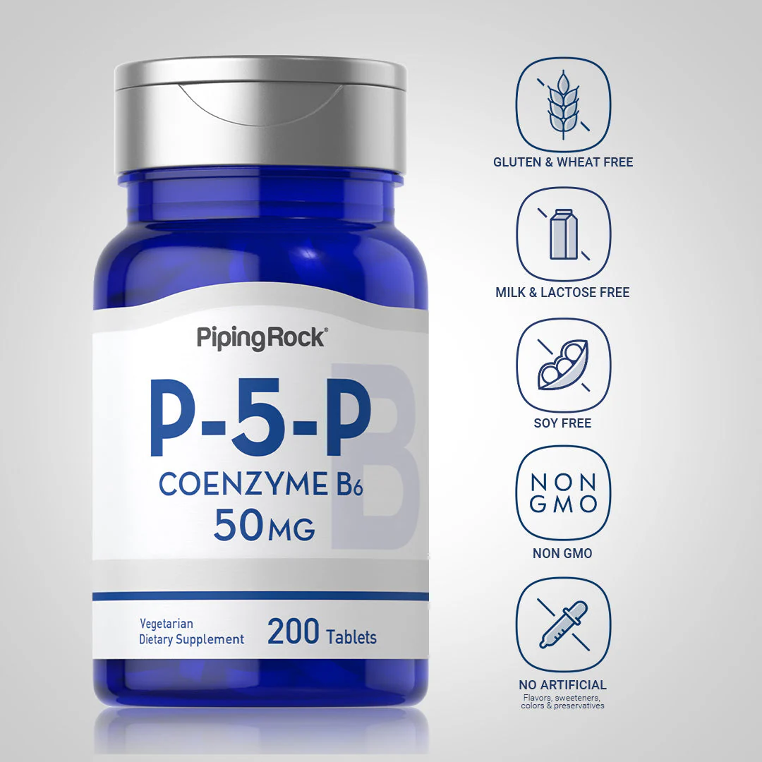 P-5-P (Pyridoxal 5-Phosphate) Coenzymated Vitamin B-6, 50 mg, 200 Tablets, 2  Bottles - Image 5
