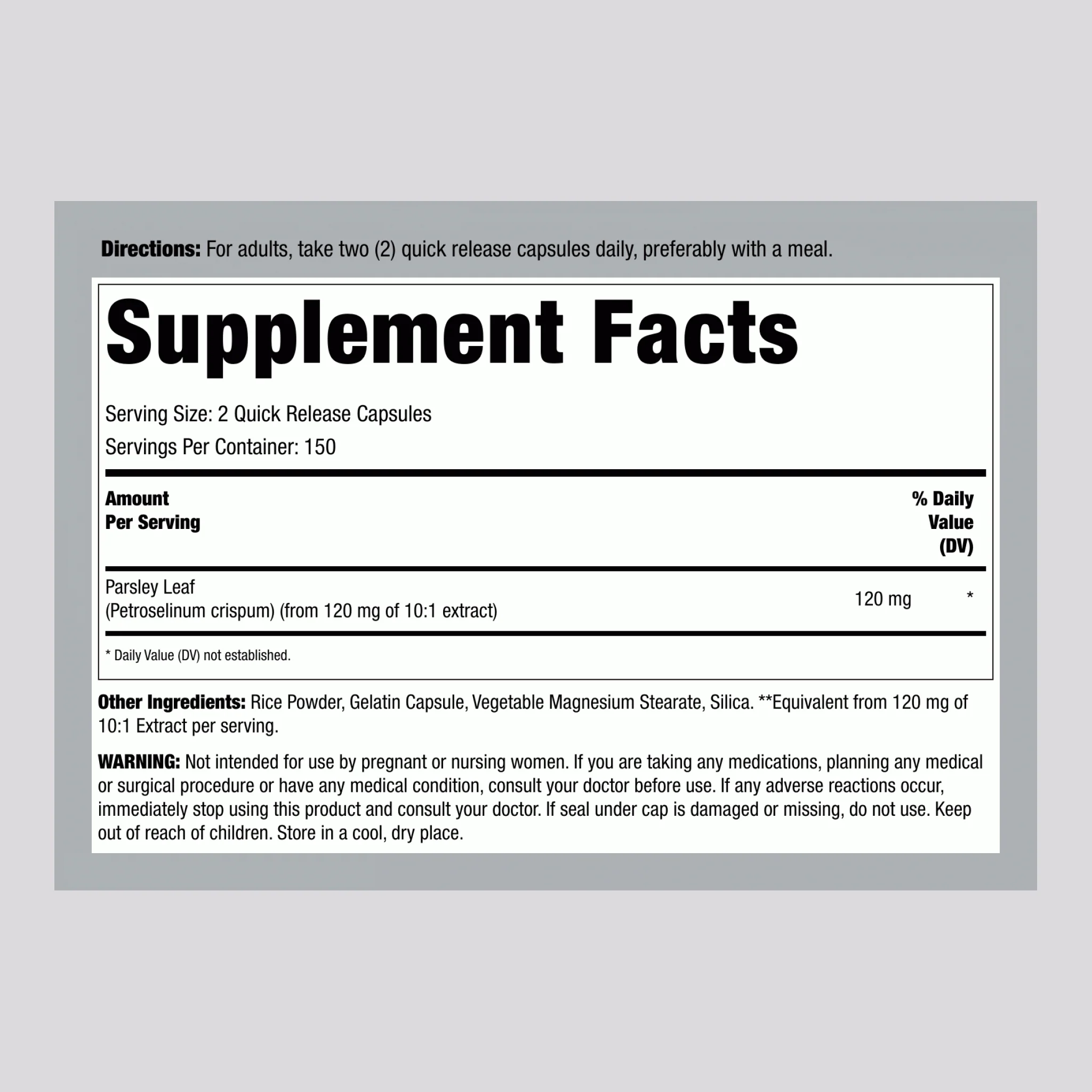 Parsley Leaf, 1200 mg (per serving), 300 Quick Release Capsules - Image 2
