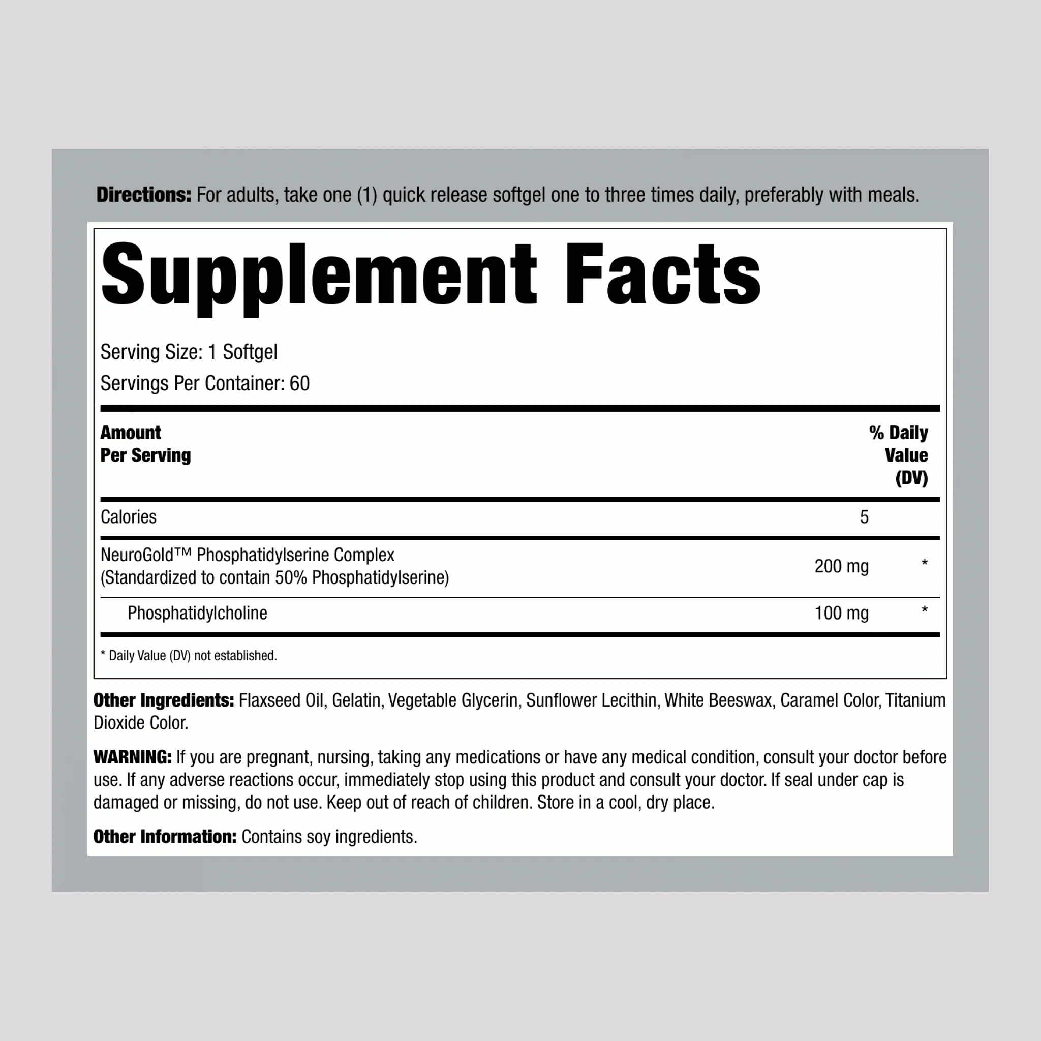Phosphatidylserine (PS), 100 mg, 60 Quick Release Softgels, 2  Bottles - Image 2