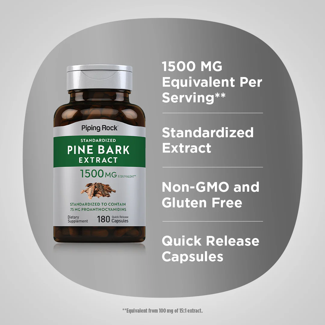 Pine Bark Extract, 1500 mg, 180 Quick Release Capsules - Image 4
