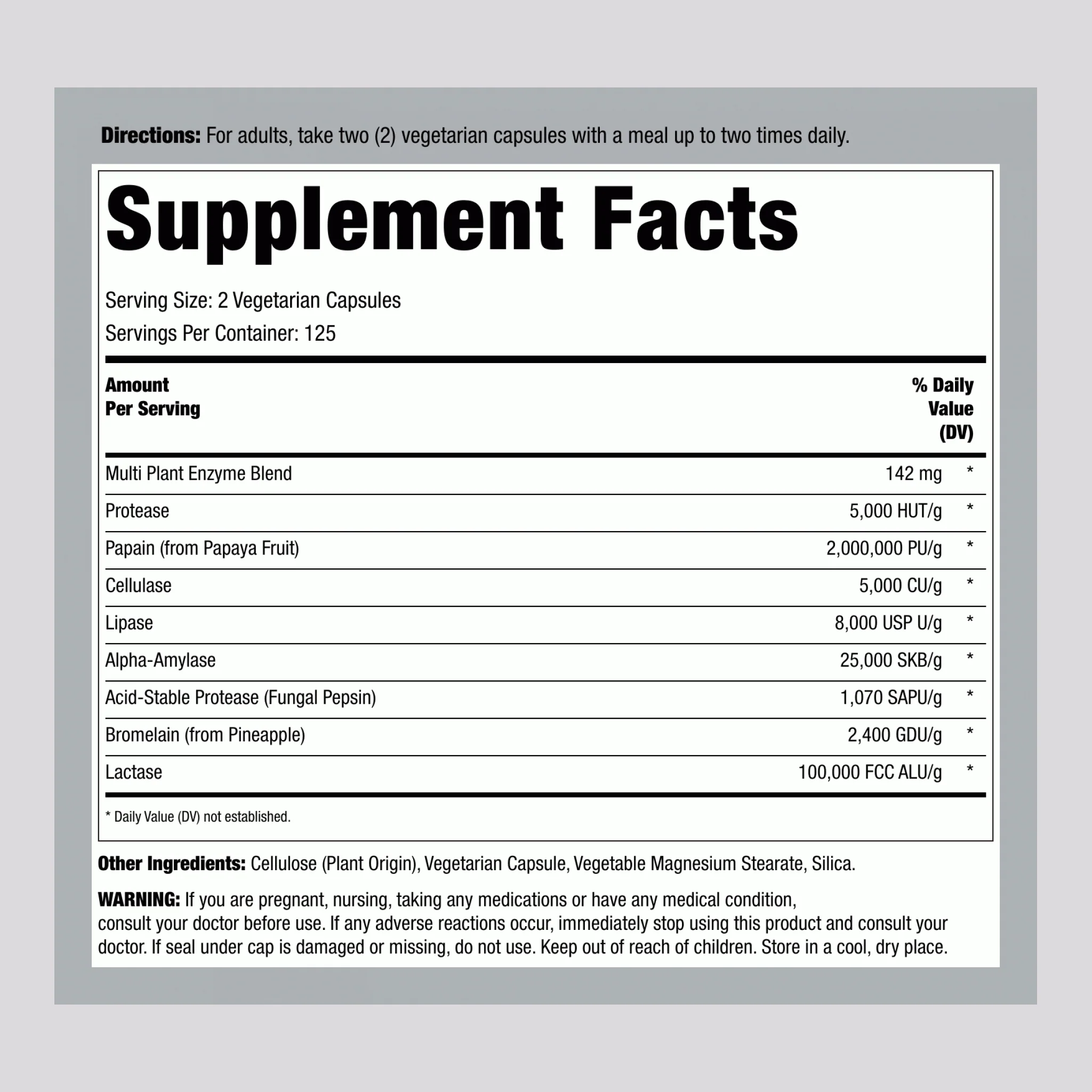 Plant Enzymes, 250 Vegetarian Capsules - Image 2