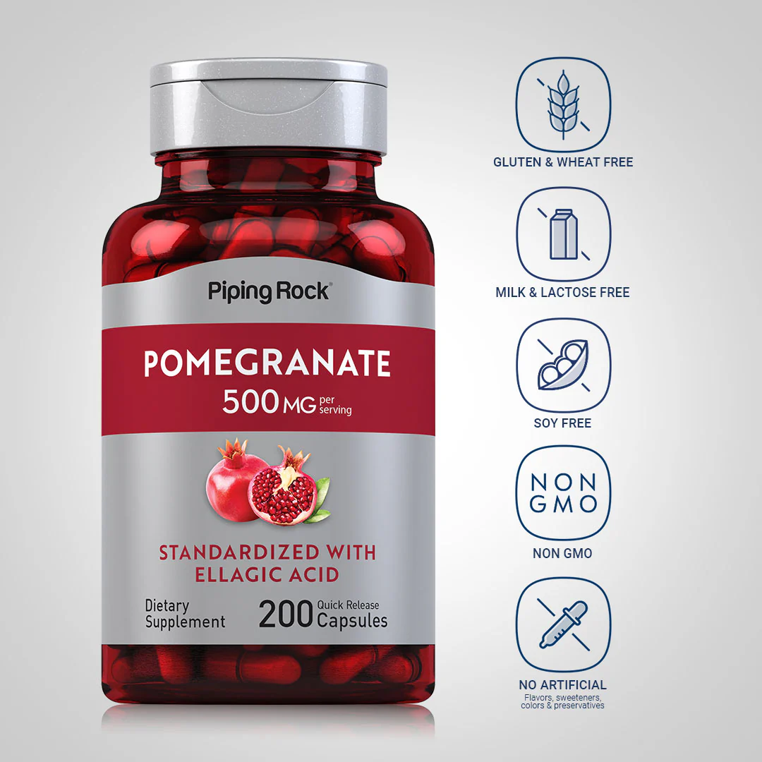 Pomegranate Extract (Standardized), 500 mg (per serving), 200 Quick Release Capsules, 2  Bottles - Image 5