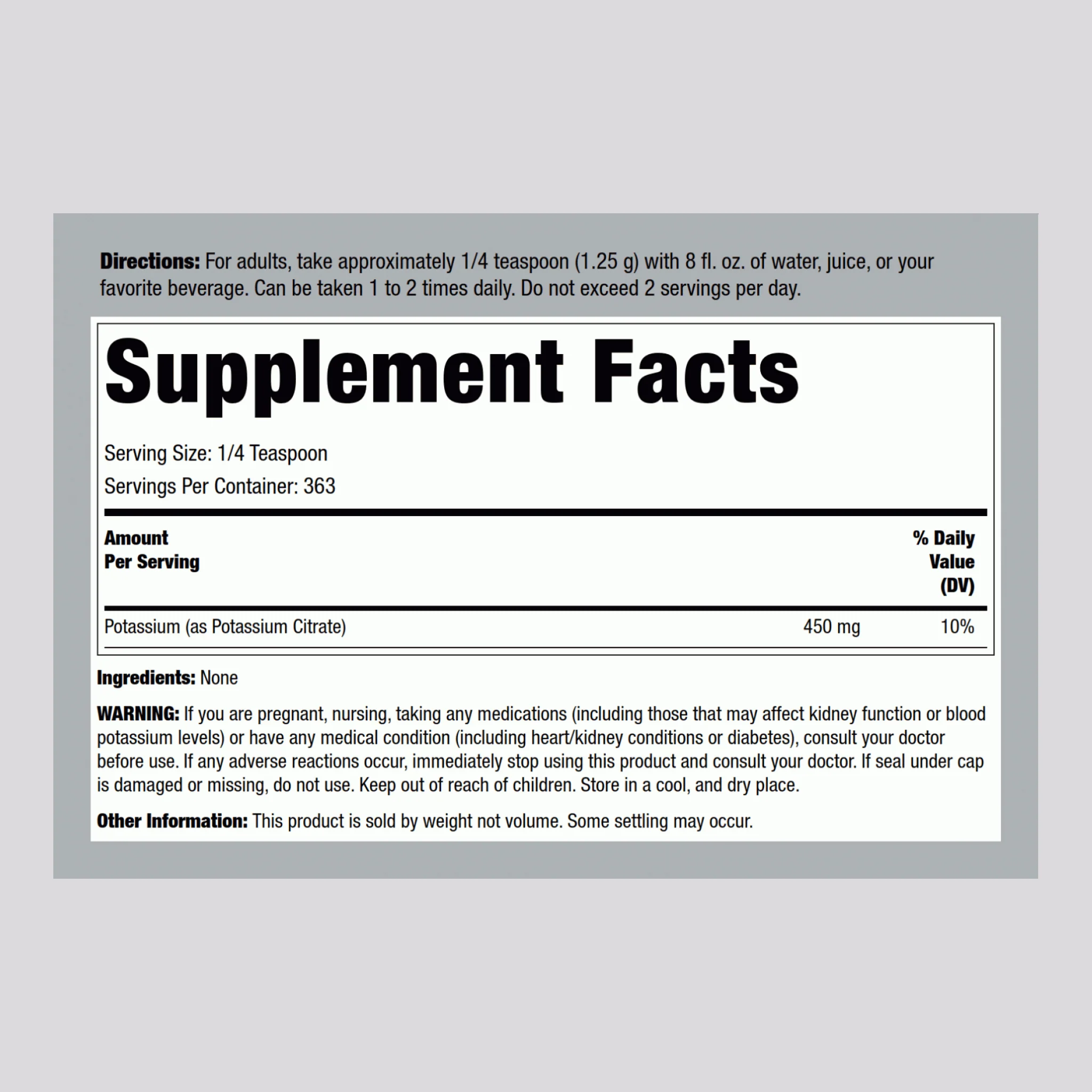 Potassium Citrate Powder, 16 oz (454 g) Bottle, 2  Bottles - Image 2