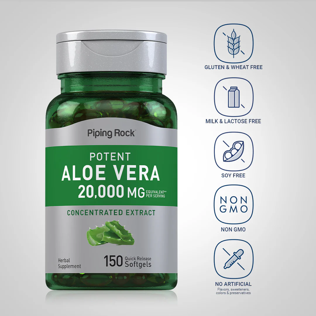 Potent Aloe Vera, 20,000 mg (per serving), 150 Quick Release Softgels, 2  Bottles - Image 4