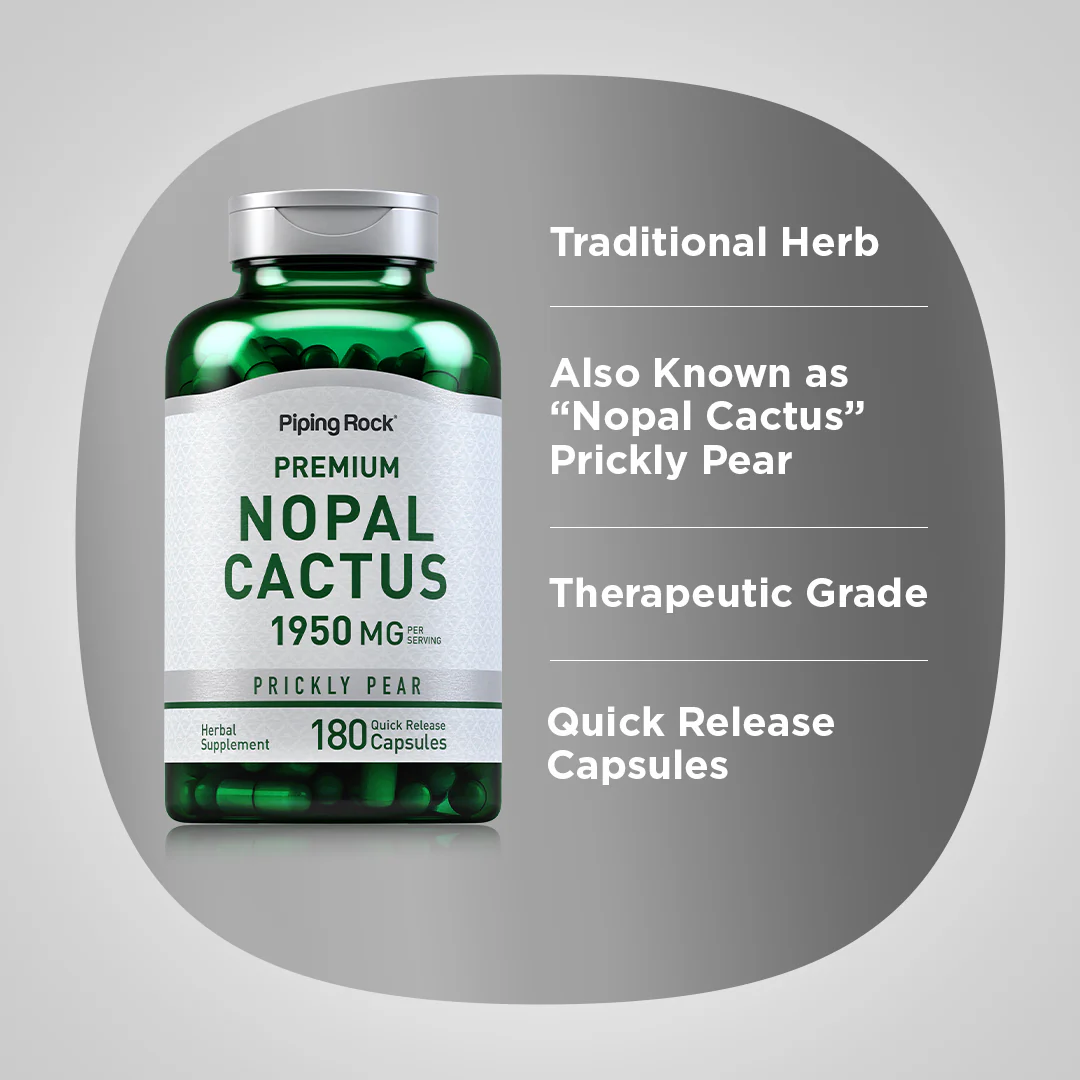 Prickly Pear Nopal Cactus (Opuntia ficus-indica), 1300 mg (per serving), 180 Quick Release Capsules, 2  Bottles - Image 4