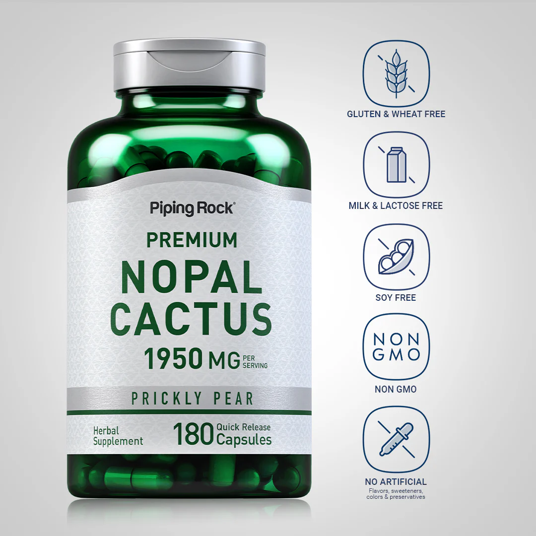 Prickly Pear Nopal Cactus (Opuntia ficus-indica), 1300 mg (per serving), 180 Quick Release Capsules, 2  Bottles - Image 5