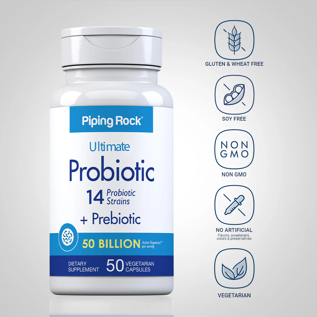 Probiotic 14 Strains 50 Billion Organisms (per serving) plus Prebiotic, 50 Vegetarian Capsules - Image 5
