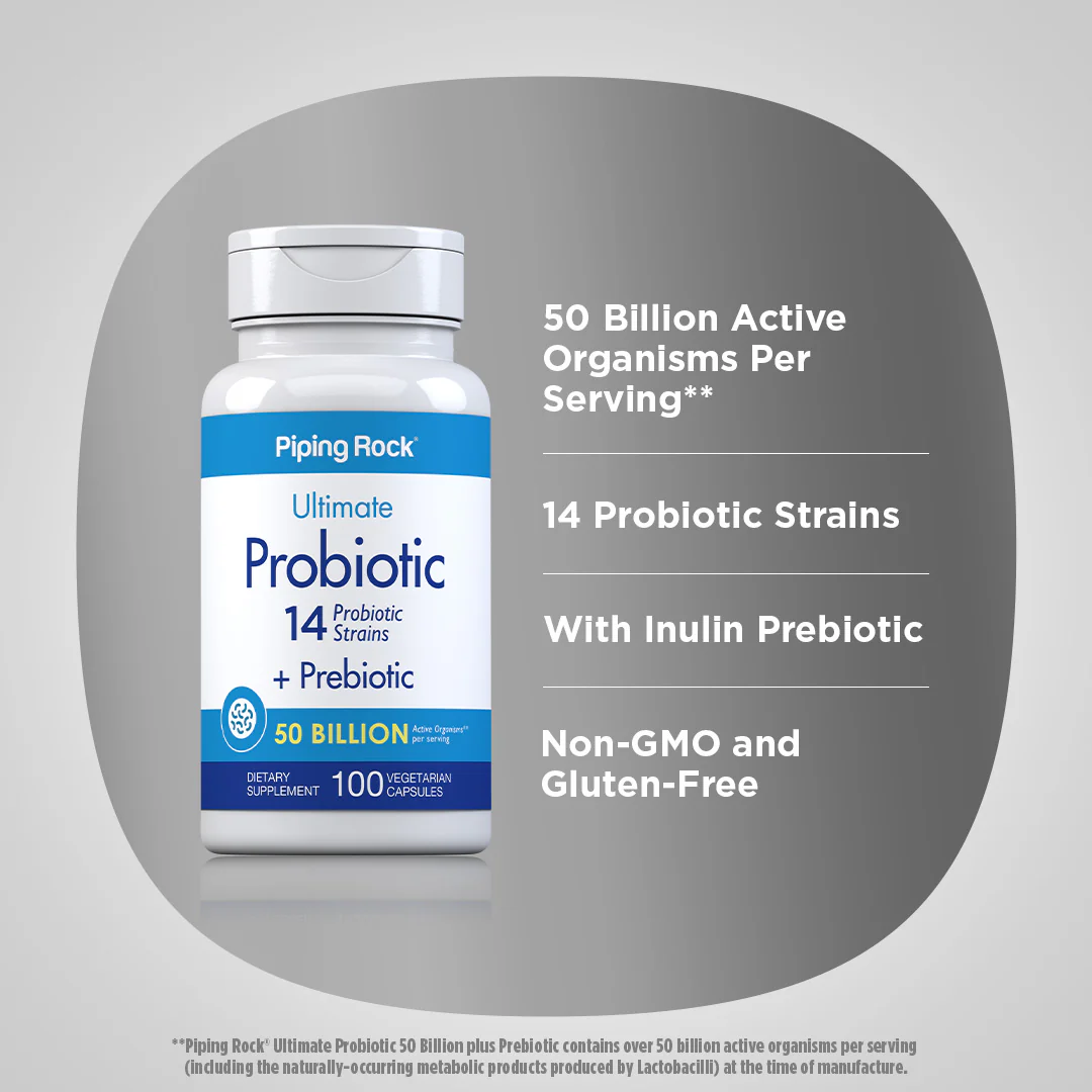 Probiotic 14 Strains 50 Billion Organisms plus Prebiotic, 100 Vegetarian Capsules - Image 4