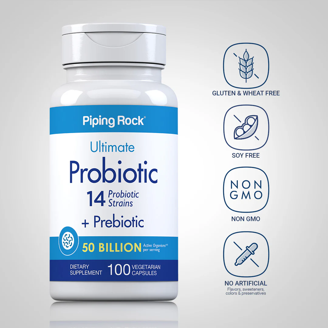 Probiotic 14 Strains 50 Billion Organisms plus Prebiotic, 100 Vegetarian Capsules - Image 5