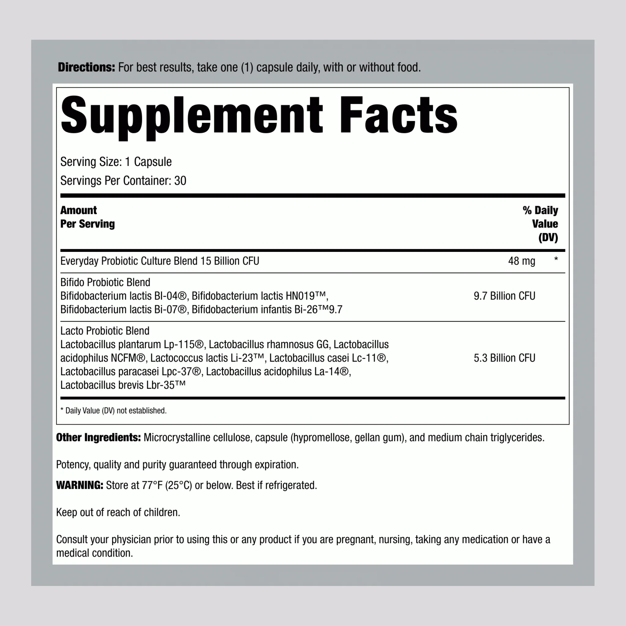 Probiotic, 15 Billion CFU, 30 Vegetarian Capsules - Image 2