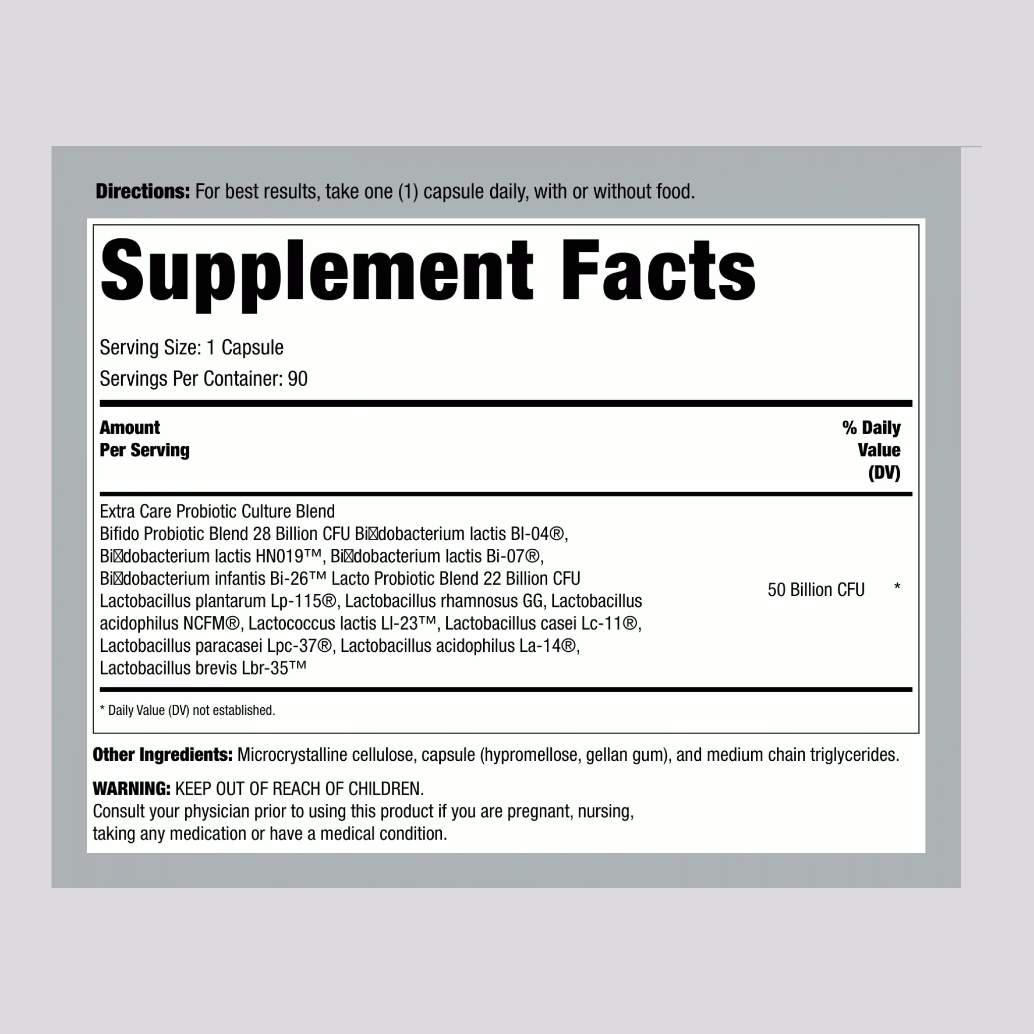 Probiotic, 50 Billion CFU, 90 Delayed Release Vegan Caps - Image 2