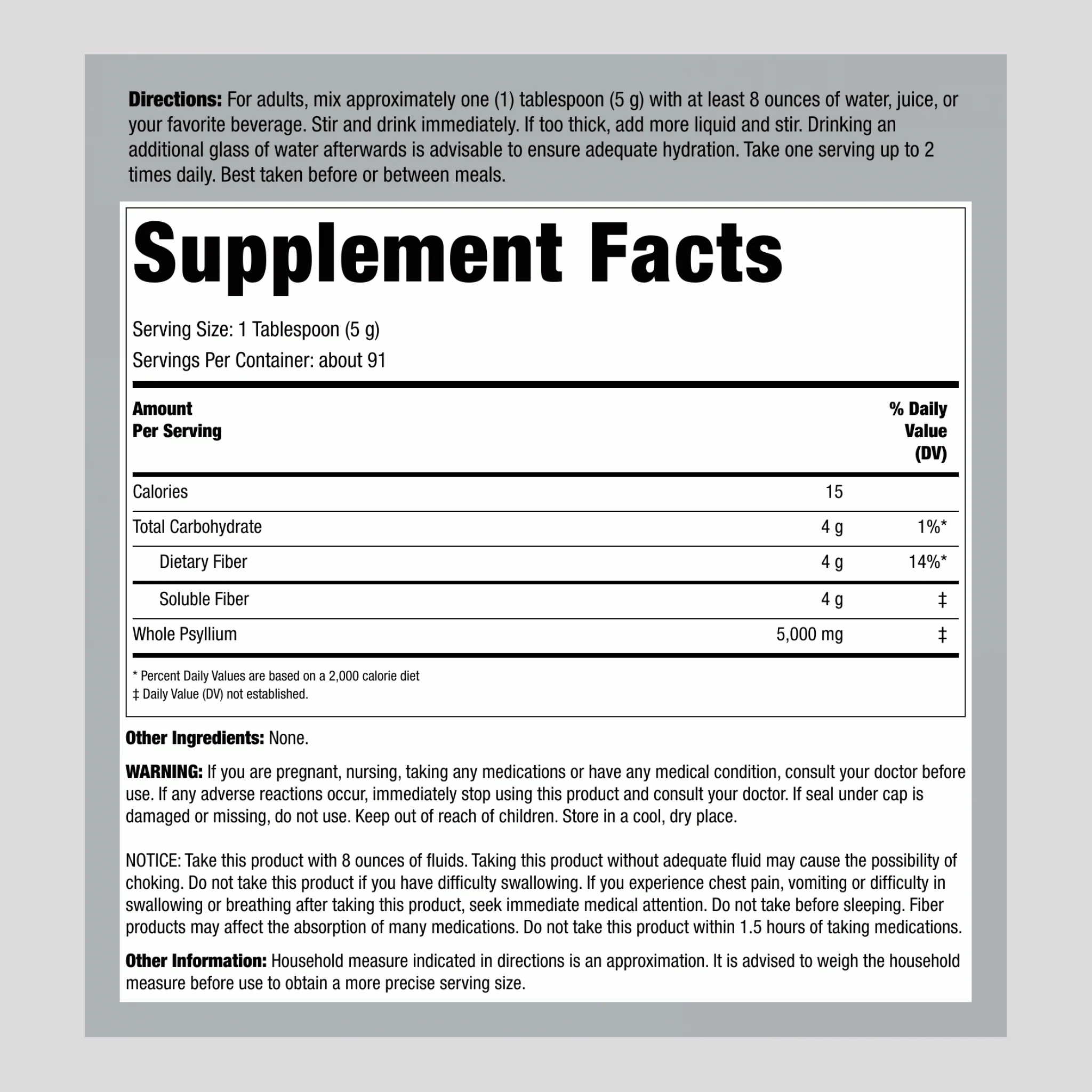 Psyllium Husks, 1 lb (454 g) Bottle - Image 2