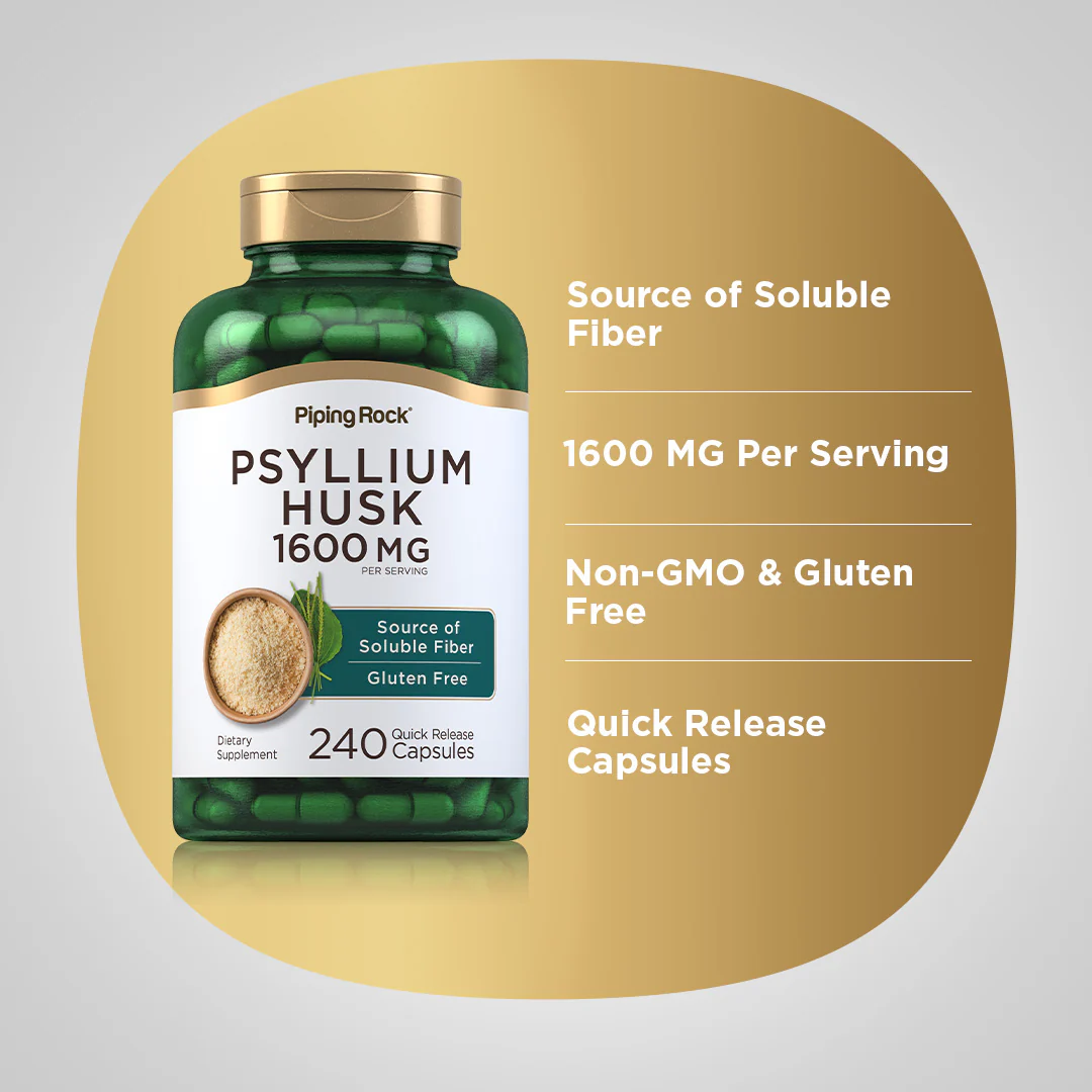 Psyllium Husks, 1600 mg (per serving), 240 Quick Release Capsules - Image 4