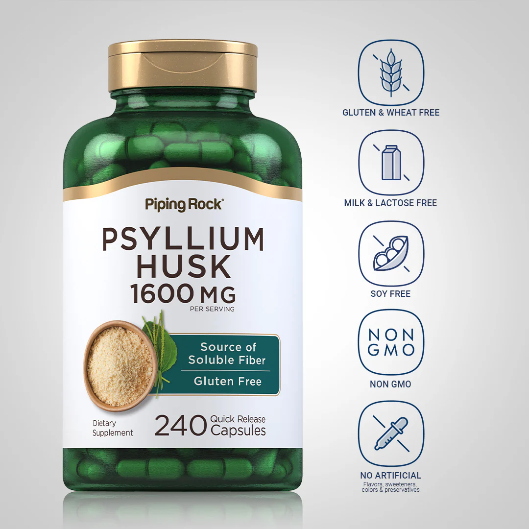Psyllium Husks, 1600 mg (per serving), 240 Quick Release Capsules - Image 5