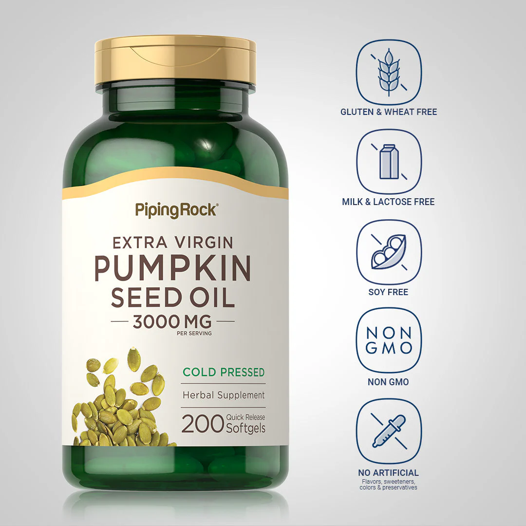 Pumpkin Seed Oil, 3000 mg (per serving), 200 Quick Release Softgels, 2  Bottles - Image 5