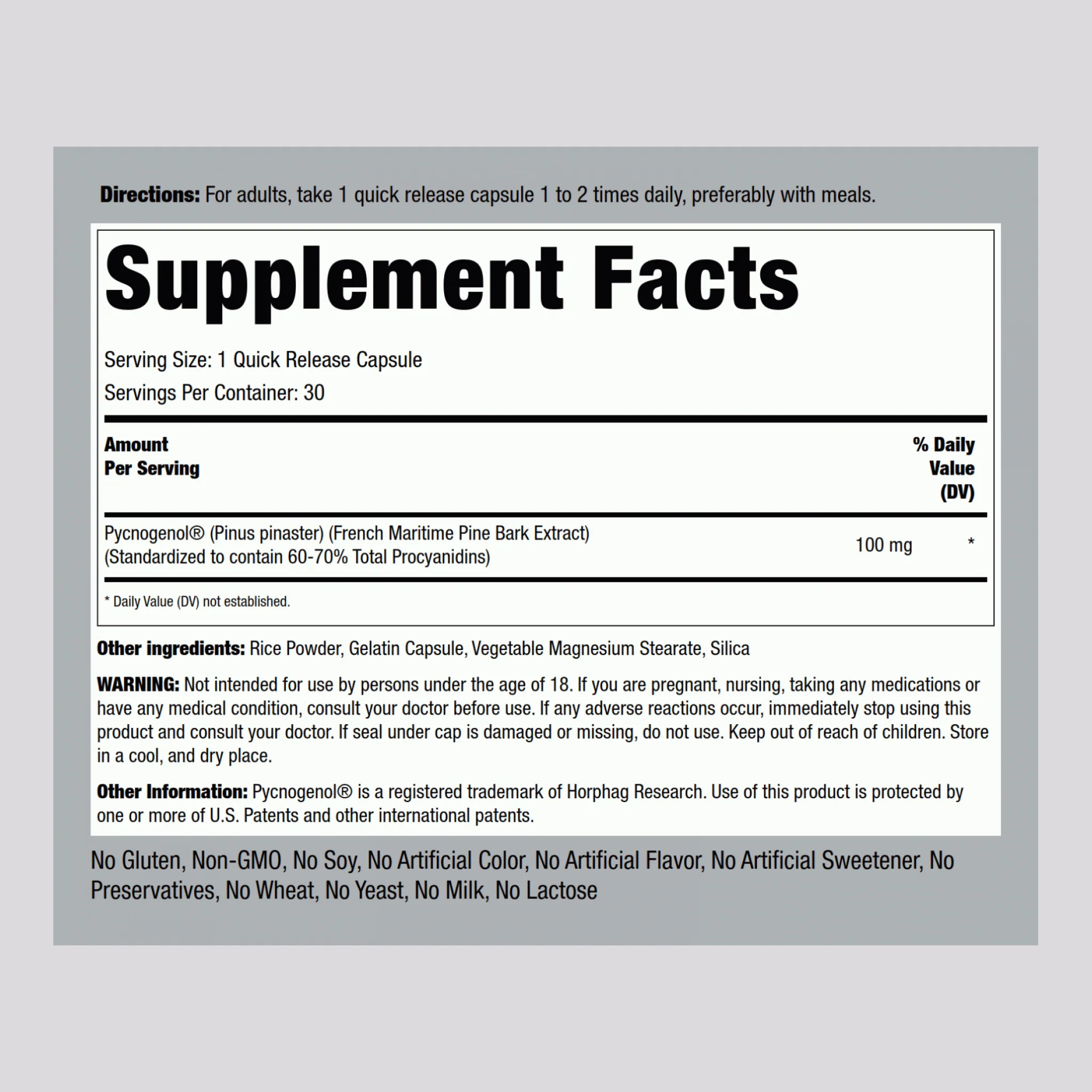 Pycnogenol, 100 mg, 30 Quick Release Capsules, 2  Bottles - Image 2