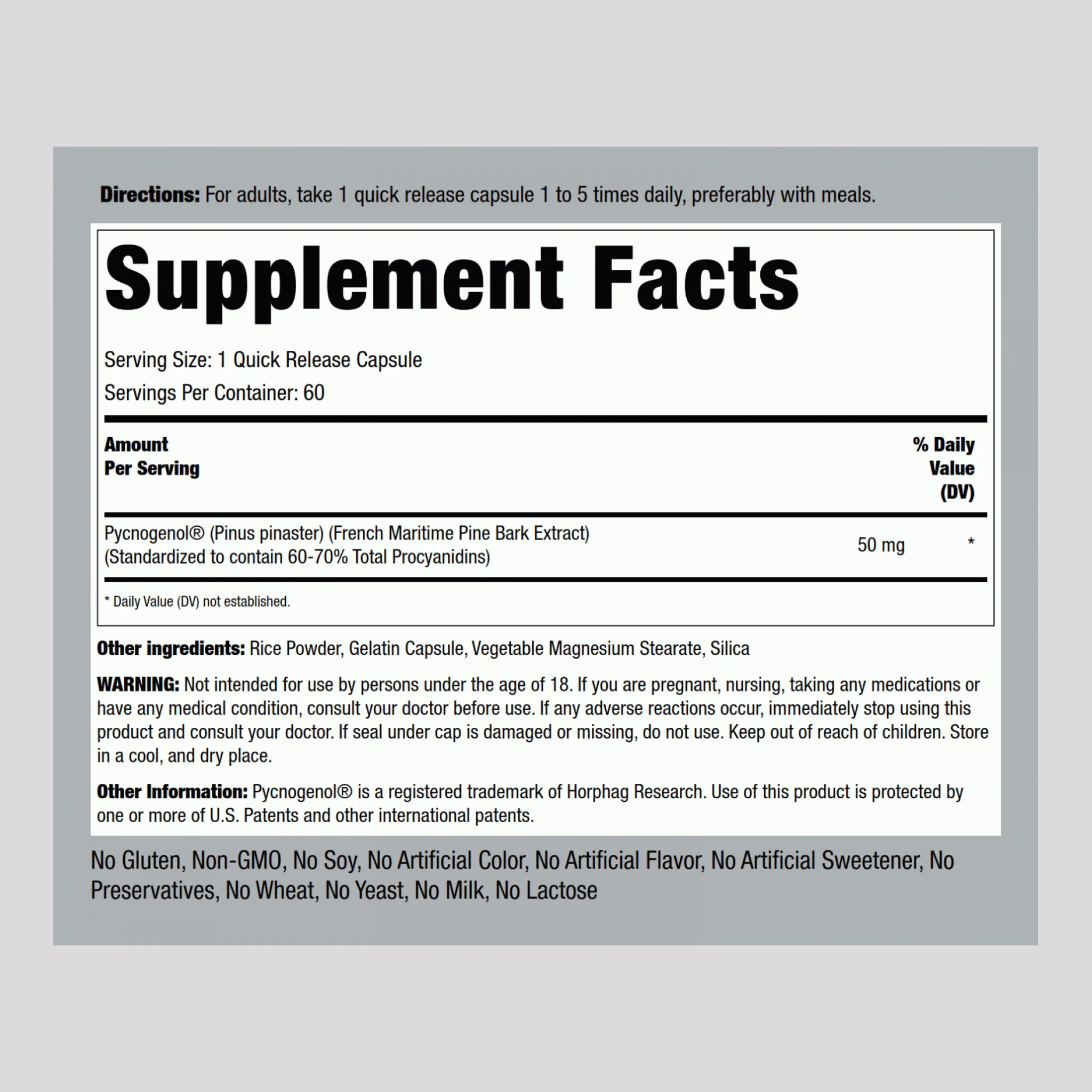 Pycnogenol, 50 mg, 60 Quick Release Capsules - Image 2