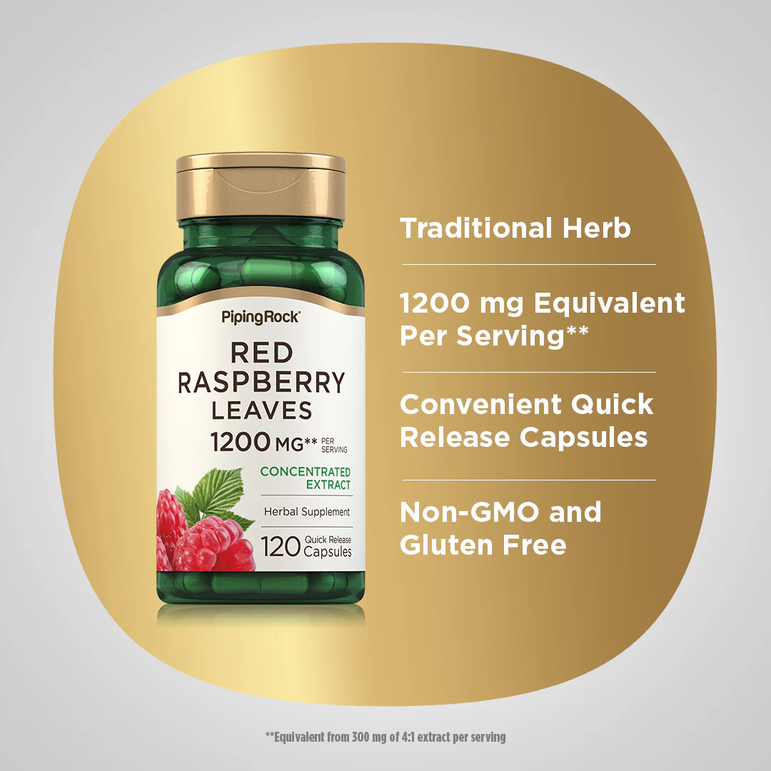 Red Raspberry Leaves, 1200 mg (per serving), 120 Quick Release Capsules - Image 4