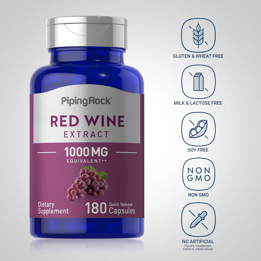 Red Wine Extract, 1000 mg, 180 Quick Release Capsules, 2  Bottles - Image 5
