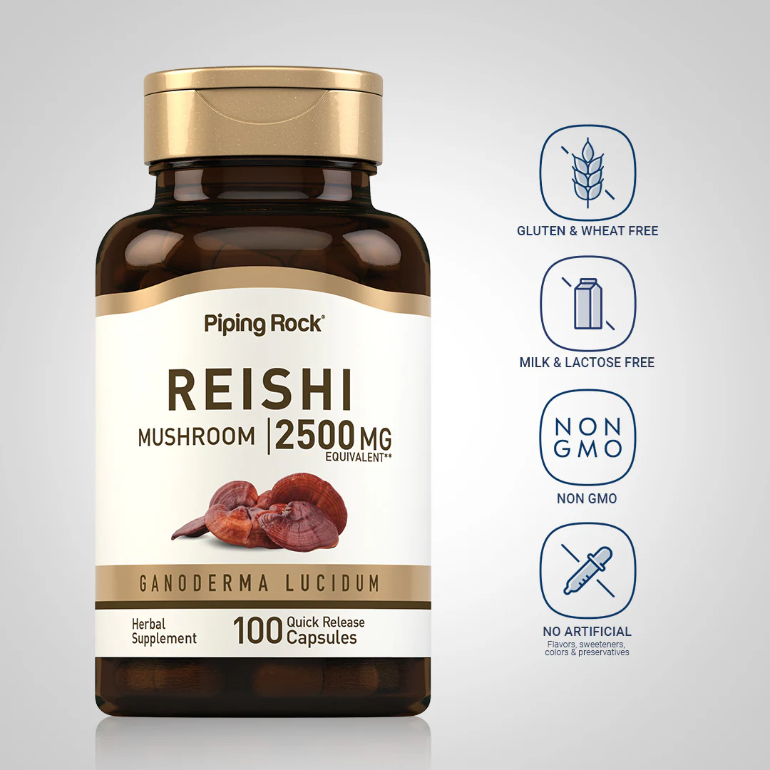 Reishi Mushroom, 2500 mg, 100 Quick Release Capsules - Image 5