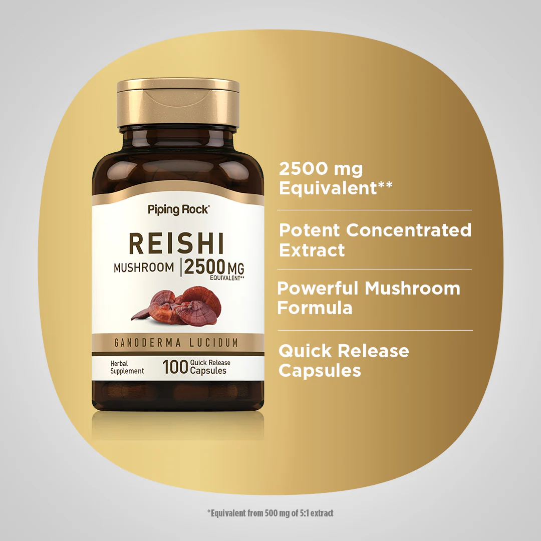 Reishi Mushroom, 2500 mg, 100 Quick Release Capsules, 2  Bottles - Image 4
