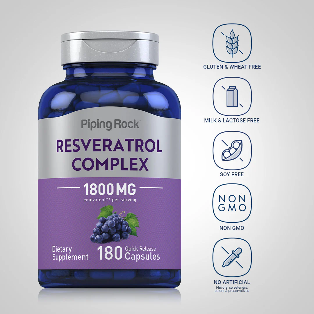 Resveratrol Complex, 1800 mg (per serving), 180 Quick Release Capsules, 2  Bottles - Image 5