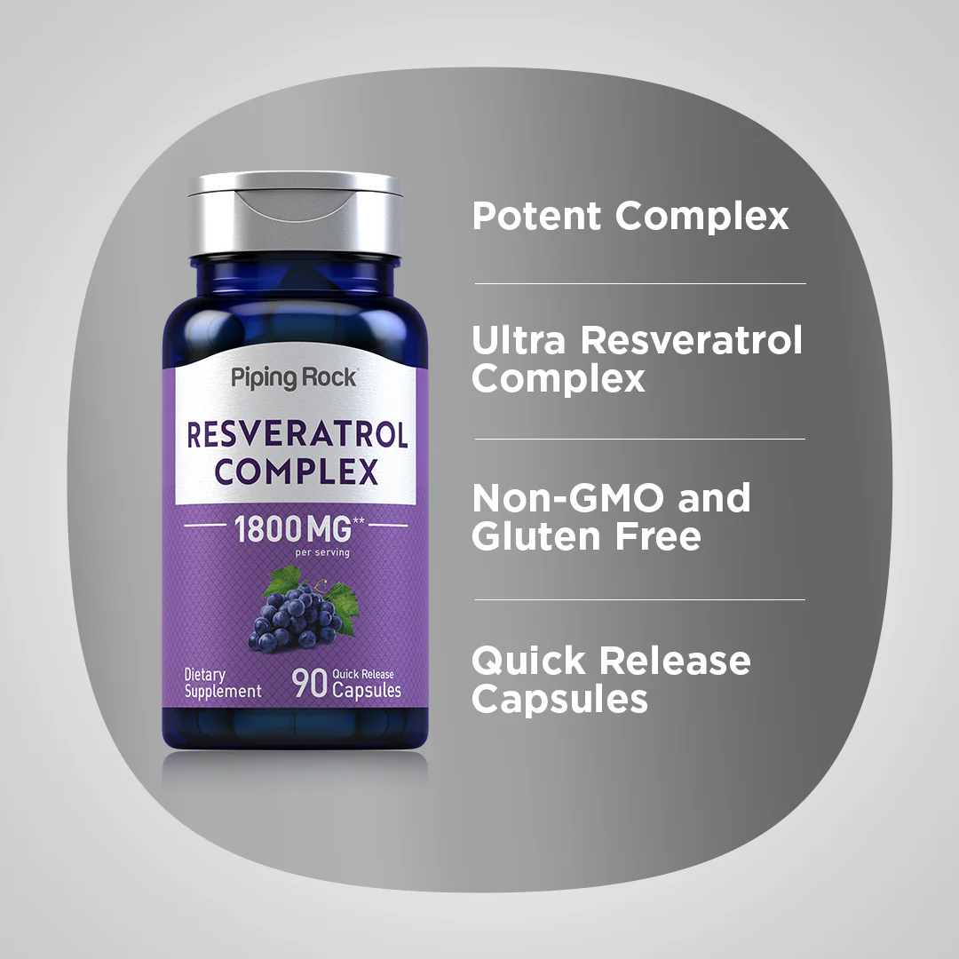 Resveratrol Complex, 1800 mg (per serving), 90 Quick Release Capsules - Image 3