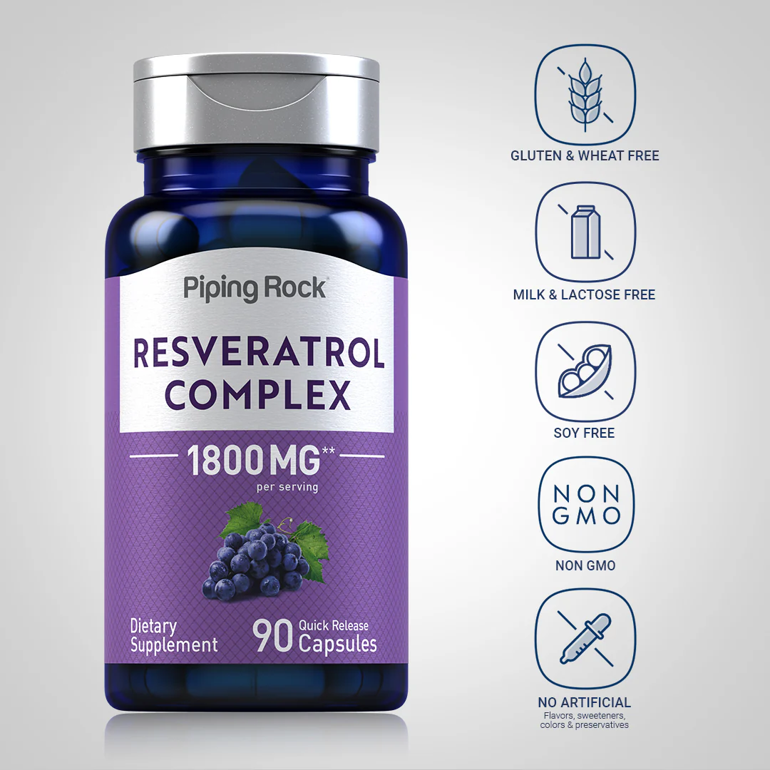 Resveratrol Complex, 1800 mg (per serving), 90 Quick Release Capsules - Image 4