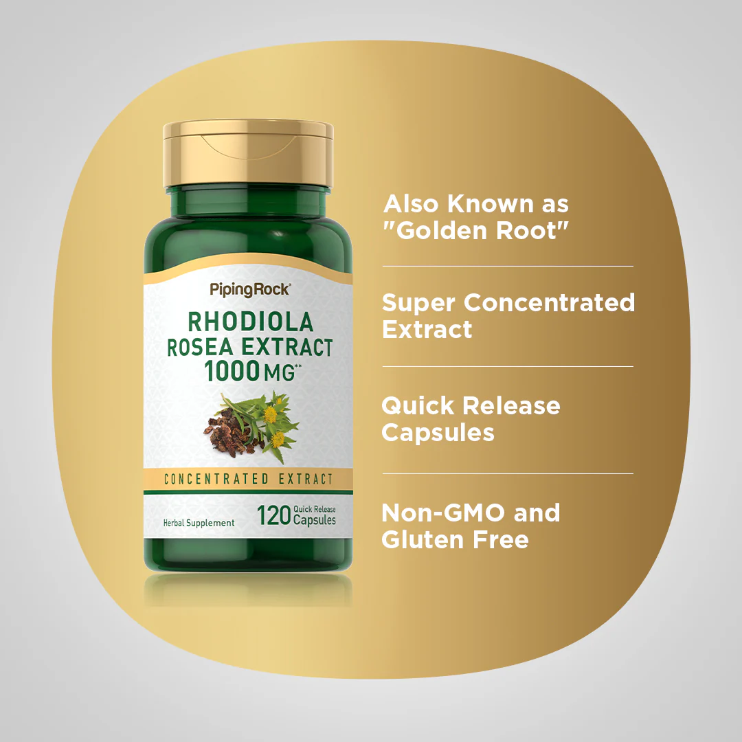 Rhodiola Rosea, 1000 mg, 120 Quick Release Capsules - Image 4