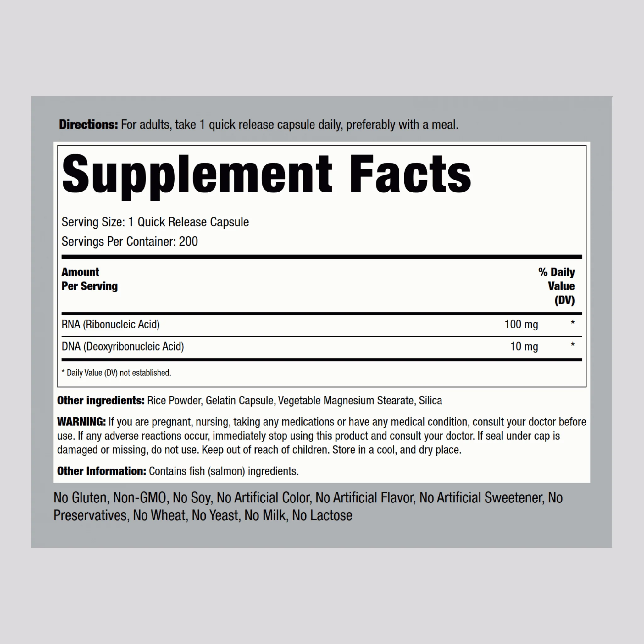 RNA & DNA, 100/10 mg, 200 Quick Release Capsules - Image 2