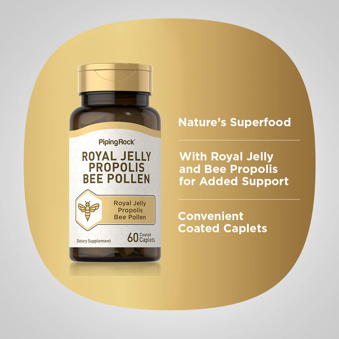 Royal Jelly, Propolis & Bee Pollen, 60 Coated Caplets - Image 4