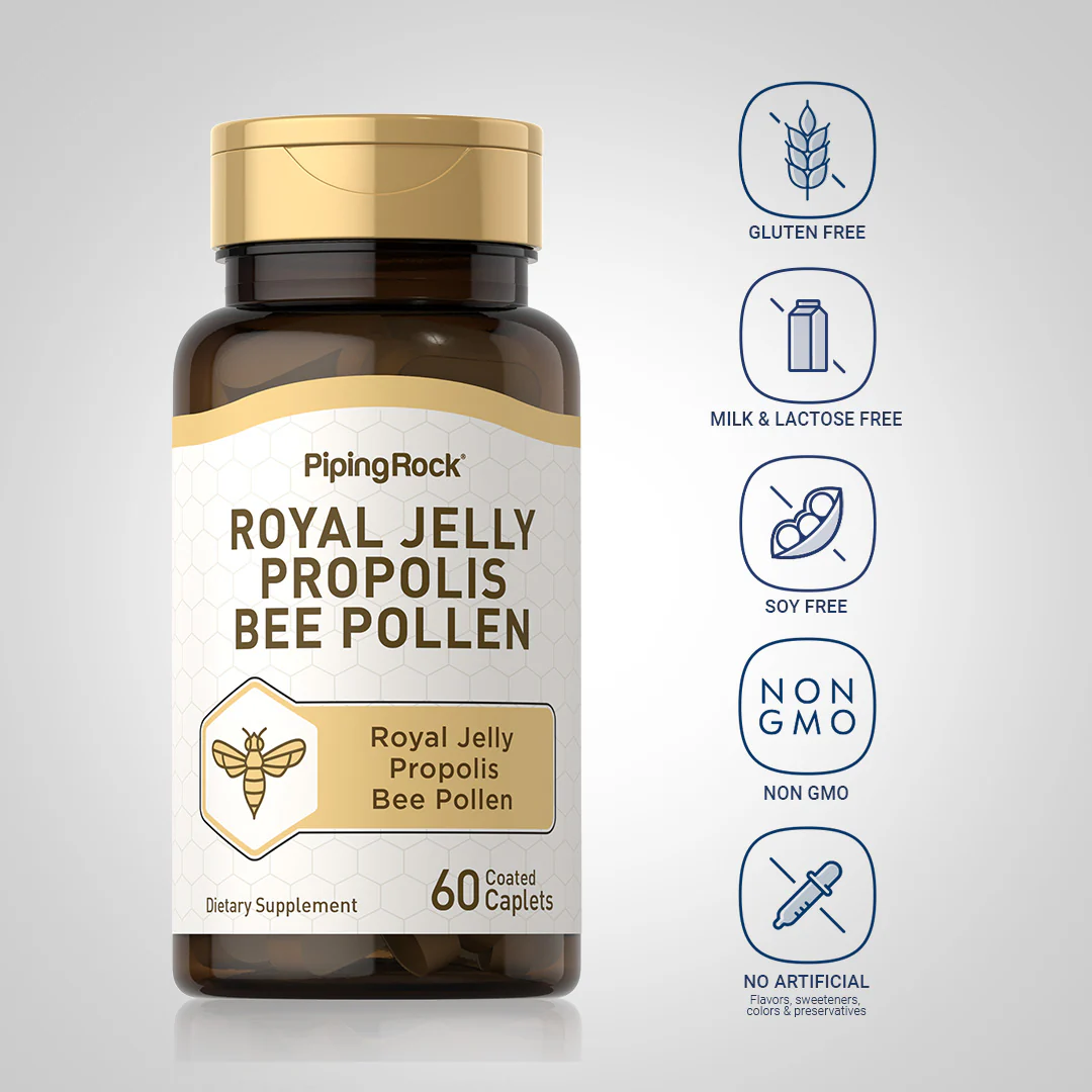 Royal Jelly, Propolis & Bee Pollen, 60 Coated Caplets - Image 5