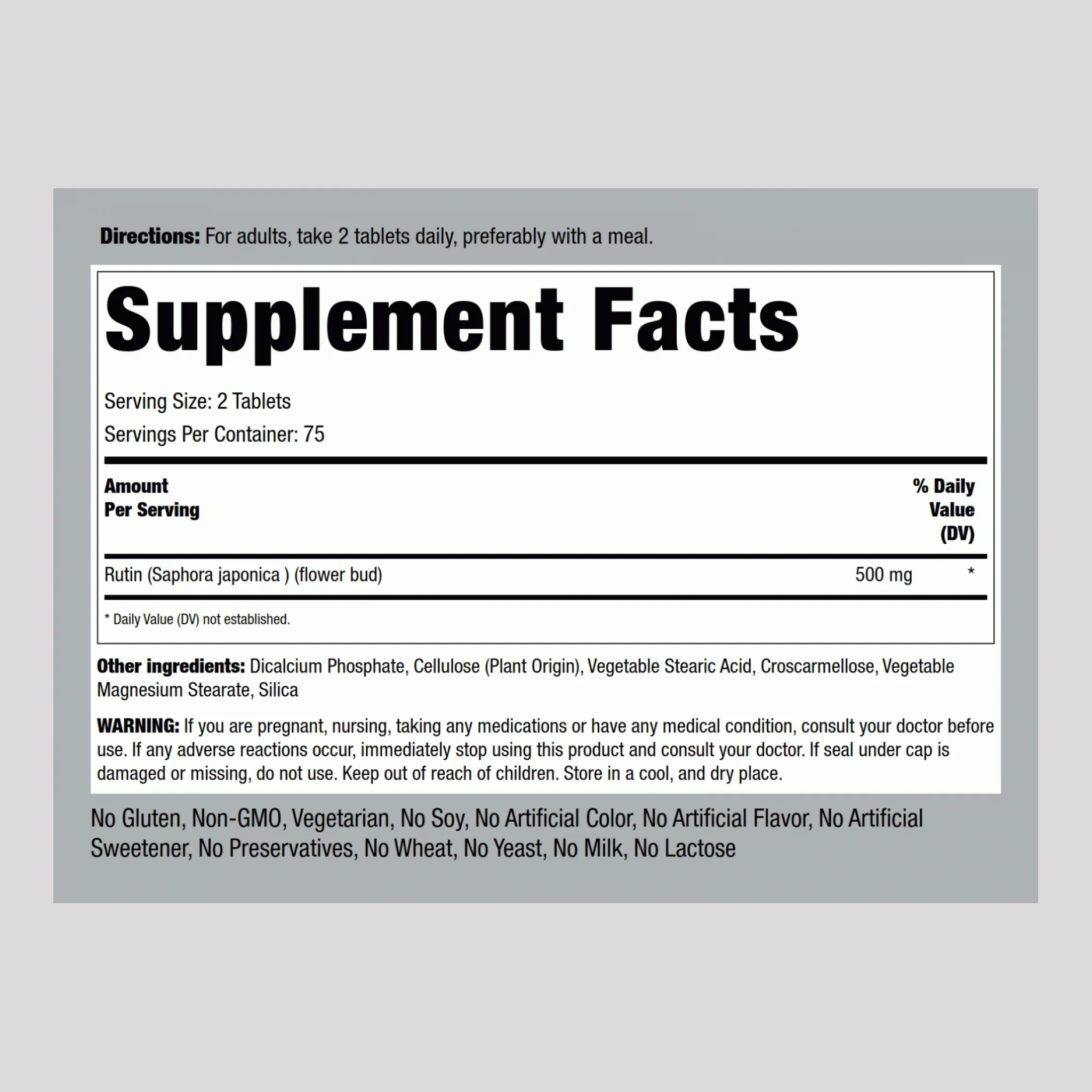 Rutin, 500 mg (per serving), 150 Tablets - Image 2