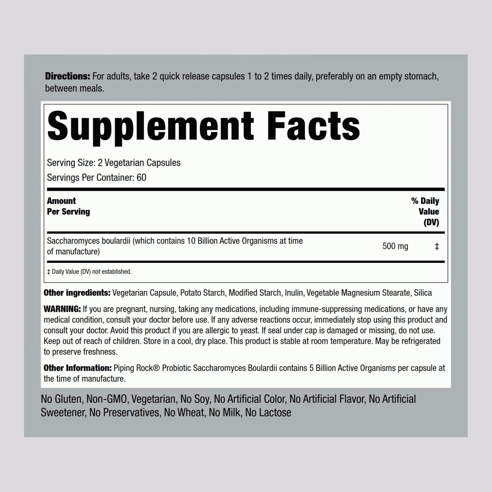 Saccharomyces Boulardii 5 Billion CFU, 120 Vegetarian Capsules - Image 2