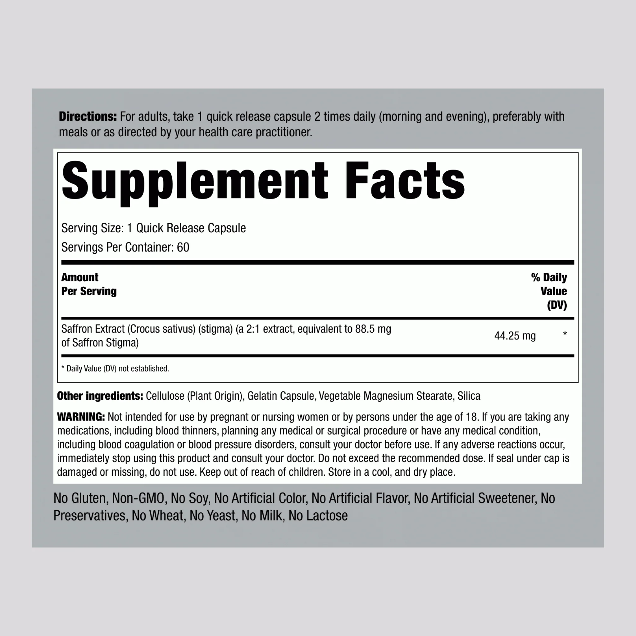 Saffron Extract, 88.5 mg, 60 Quick Release Capsules - Image 2