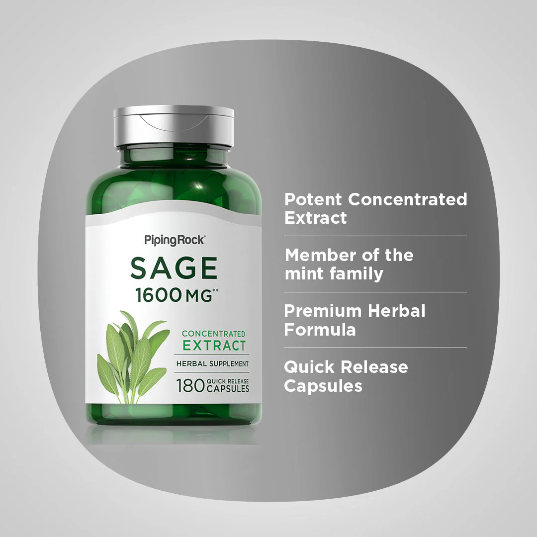 Sage, 1600 mg, 180 Quick Release Capsules, 2  Bottles - Image 4