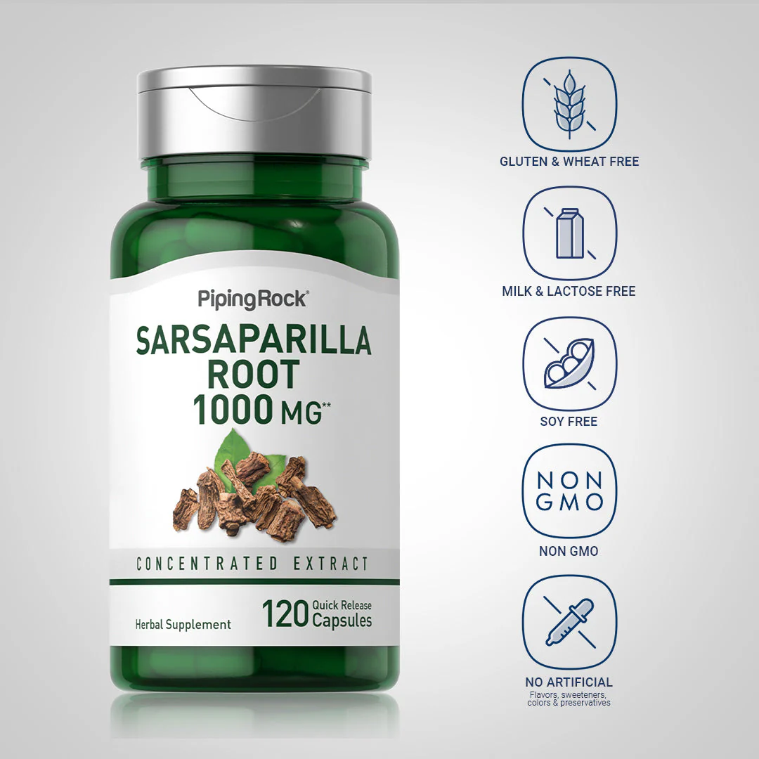 Sarsaparilla Root, 1000 mg, 120 Quick Release Capsules, 2  Bottles - Image 6