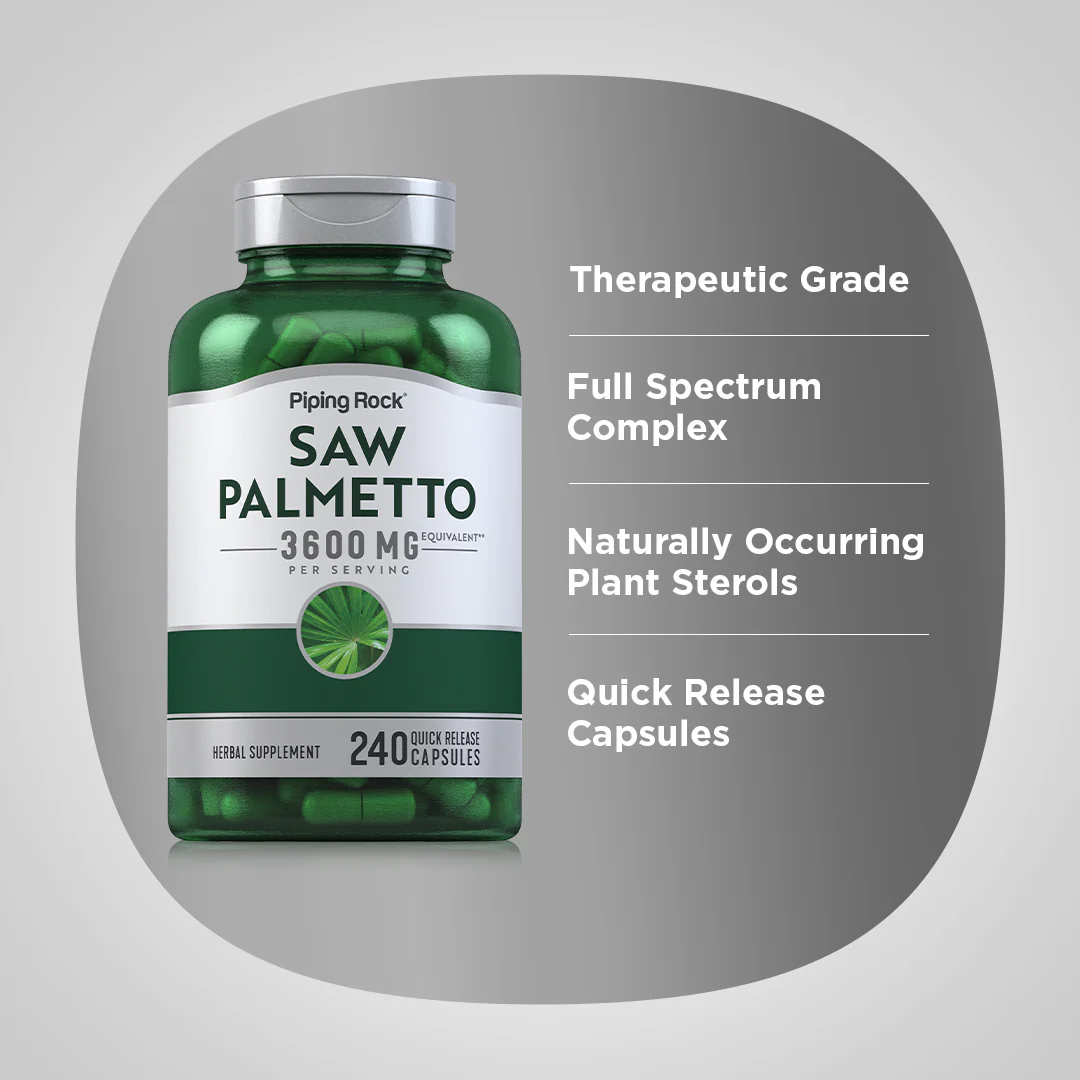 Saw Palmetto, 3600 mg (per serving), 240 Quick Release Capsules - Image 3