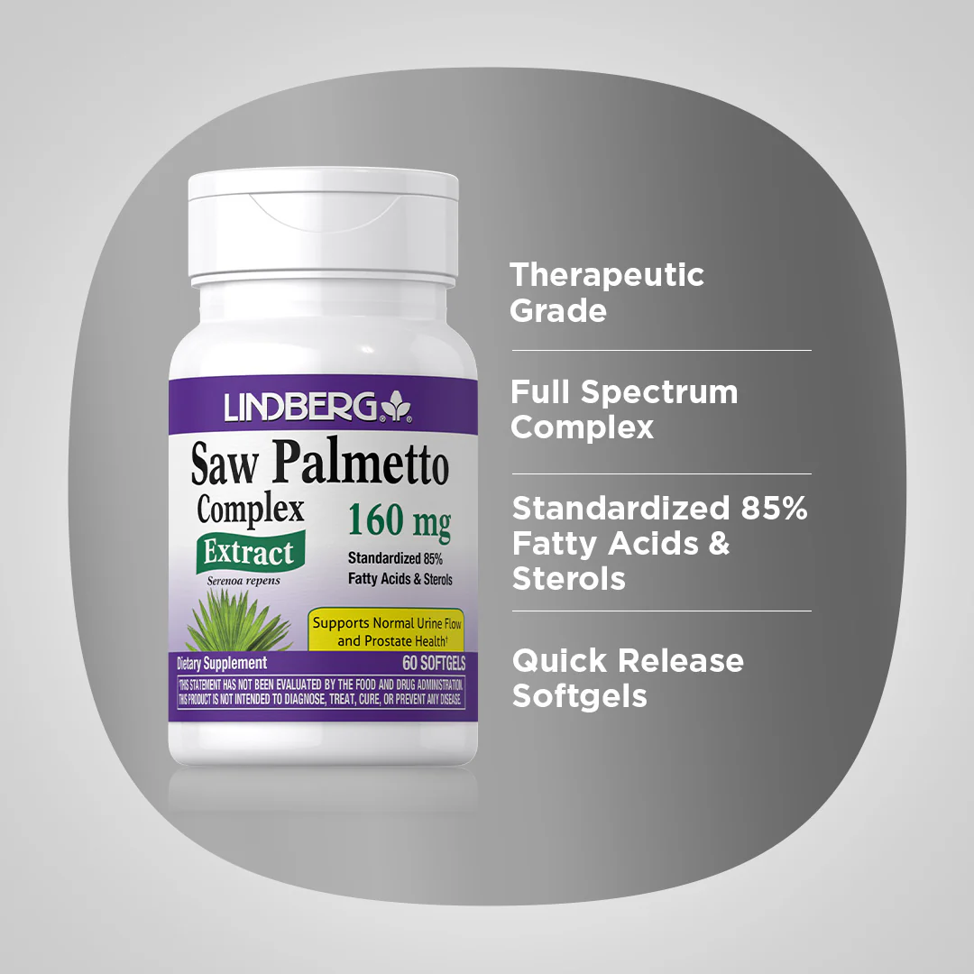 Saw Palmetto Complex Standardized Extract, 160 mg, 60 Softgels - Image 3