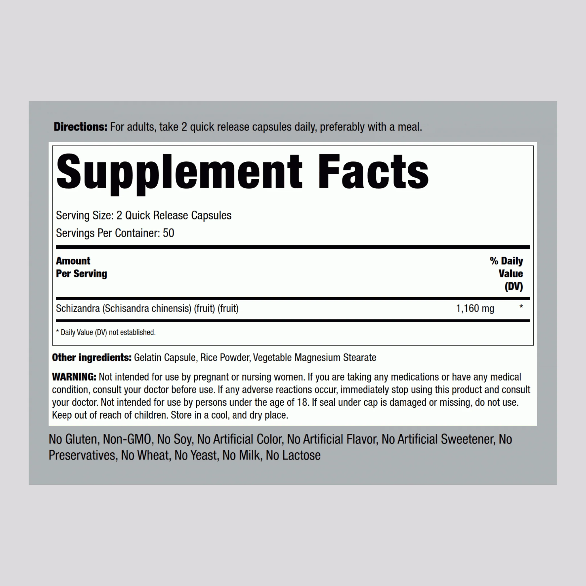 Schizandra (Berry) Fruit, 1160 mg (per serving), 100 Quick Release Capsules - Image 9