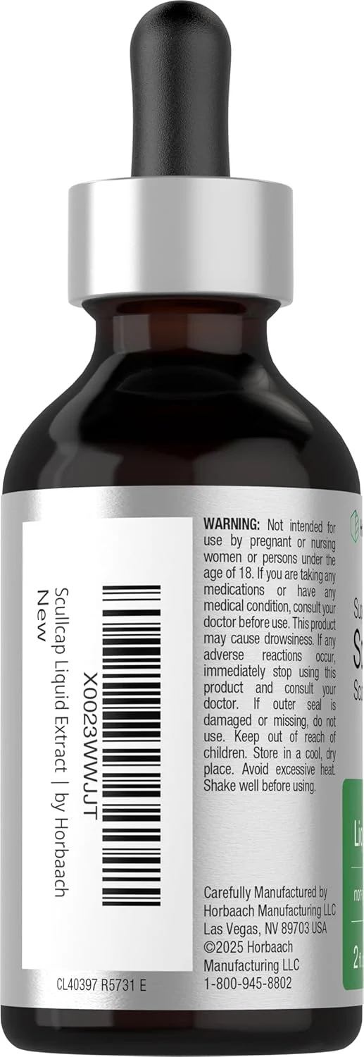 Scullcap Liquid Extract Alcohol Free, 2 fl oz (59 mL) Dropper Bottle - Image 4