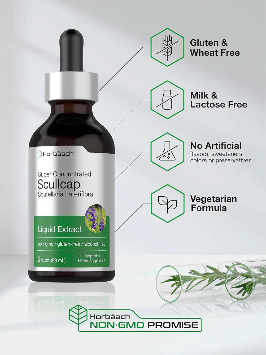 Scullcap Liquid Extract Alcohol Free, 2 fl oz (59 mL) Dropper Bottle - Image 6