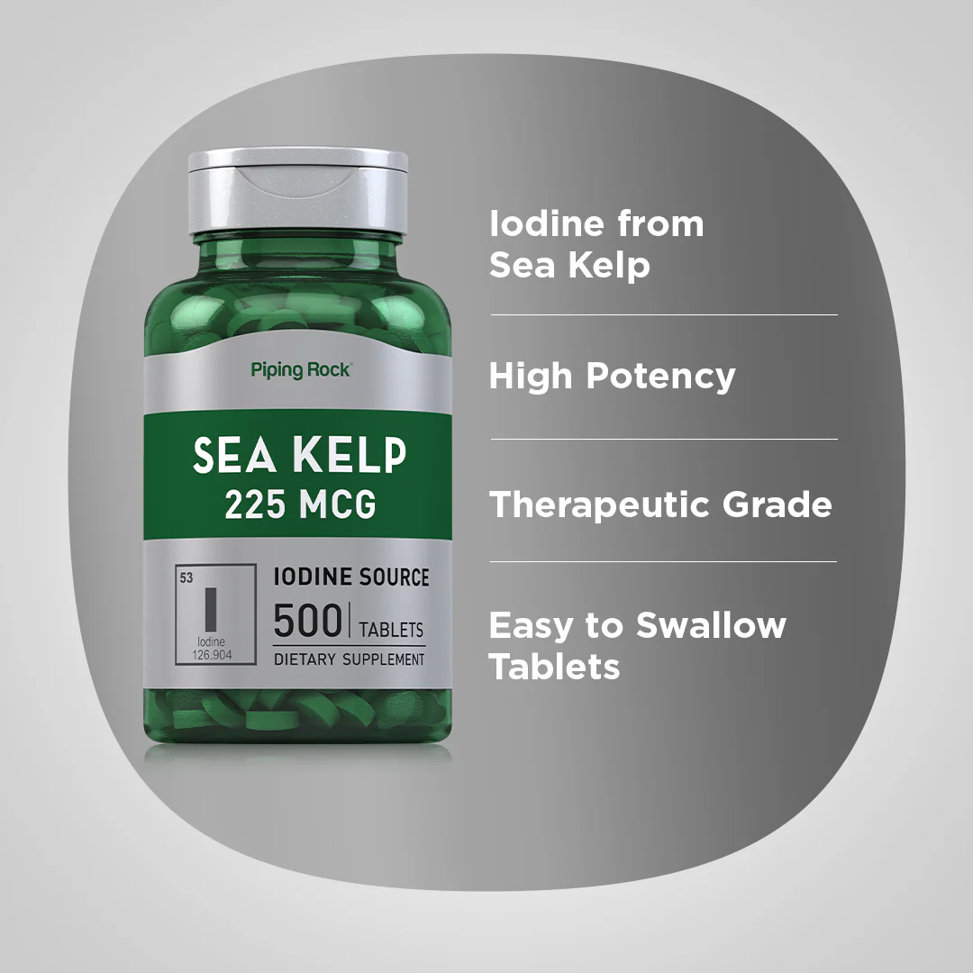 Sea Kelp (Iodine Source), 225 mcg, 500 Tablets - Image 4