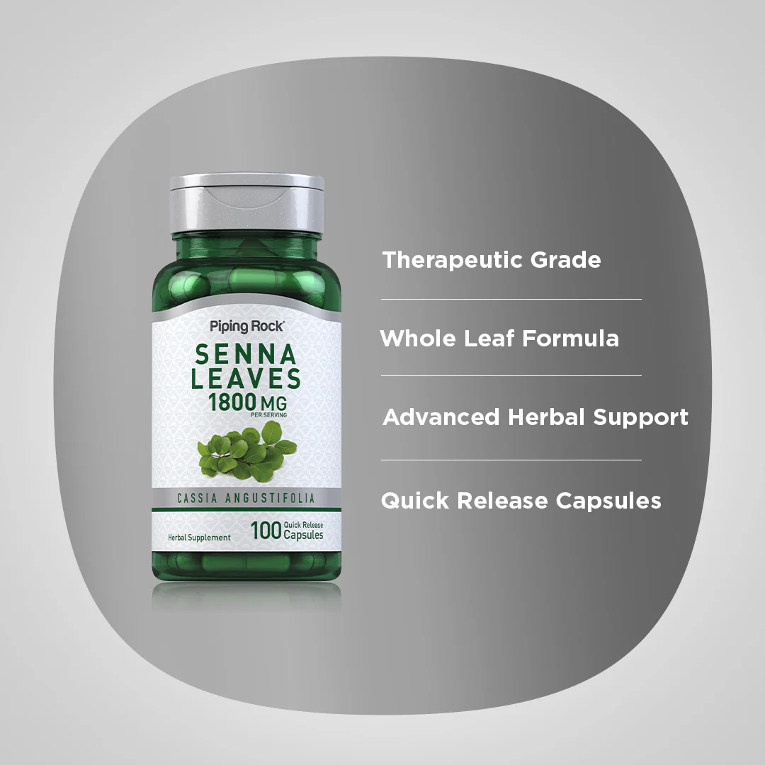 Senna Leaves, 1800 mg (per serving), 100 Quick Release Capsules - Image 5