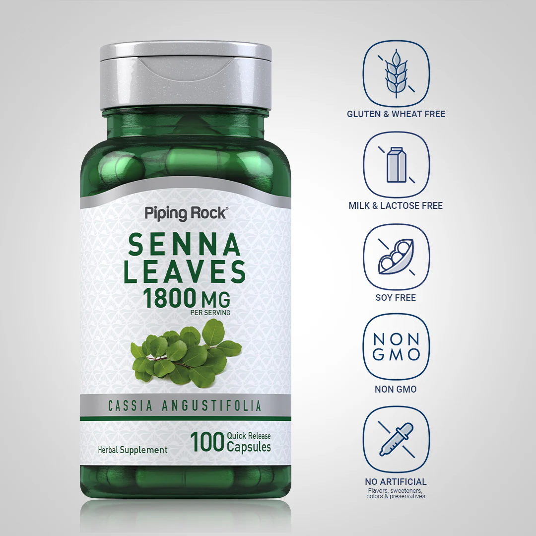 Senna Leaves, 1800 mg (per serving), 100 Quick Release Capsules - Image 6