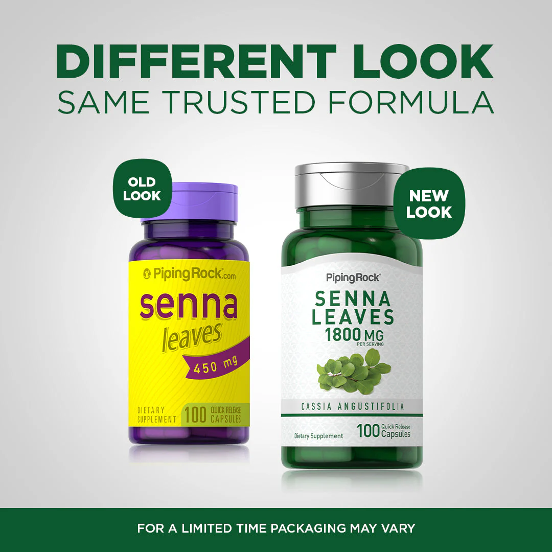 Senna Leaves, 1800 mg (per serving), 100 Quick Release Capsules, 2  Bottles - Image 4